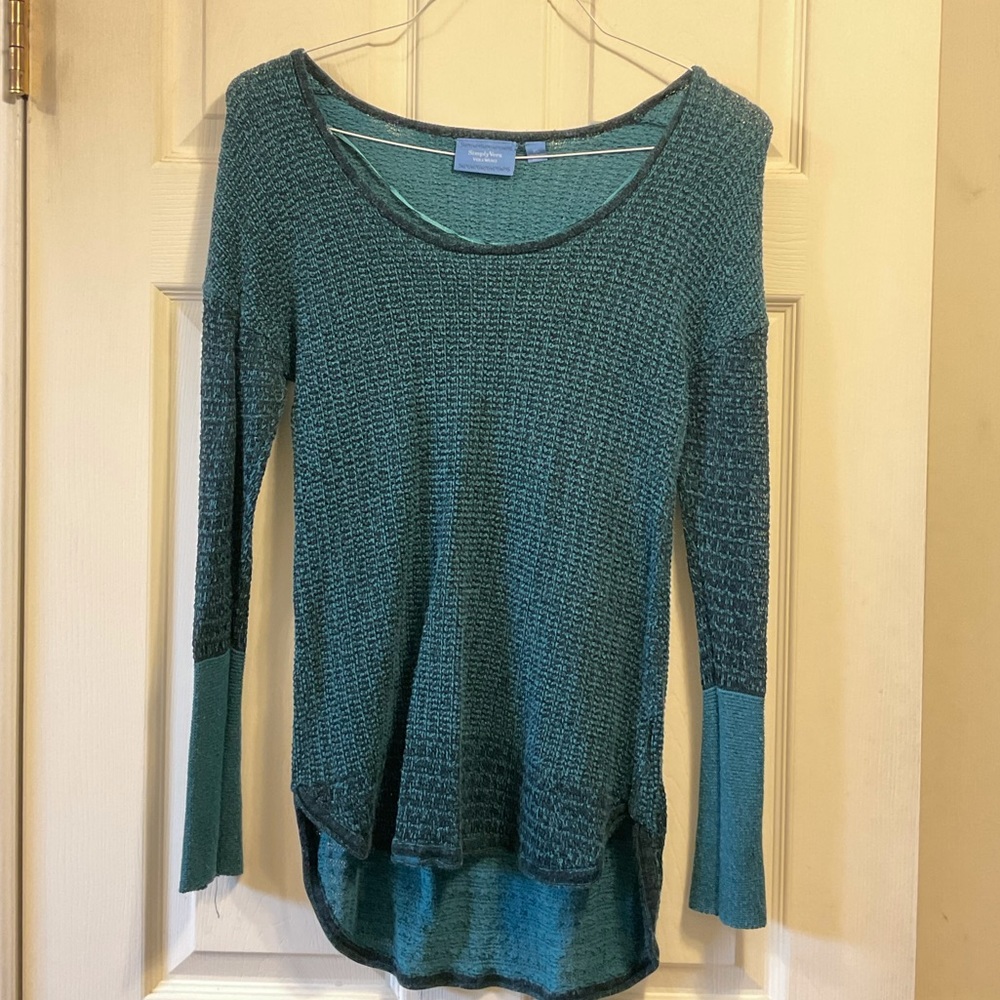 Simply Vera Vera Want Knit Long sleeve Teal and Black top